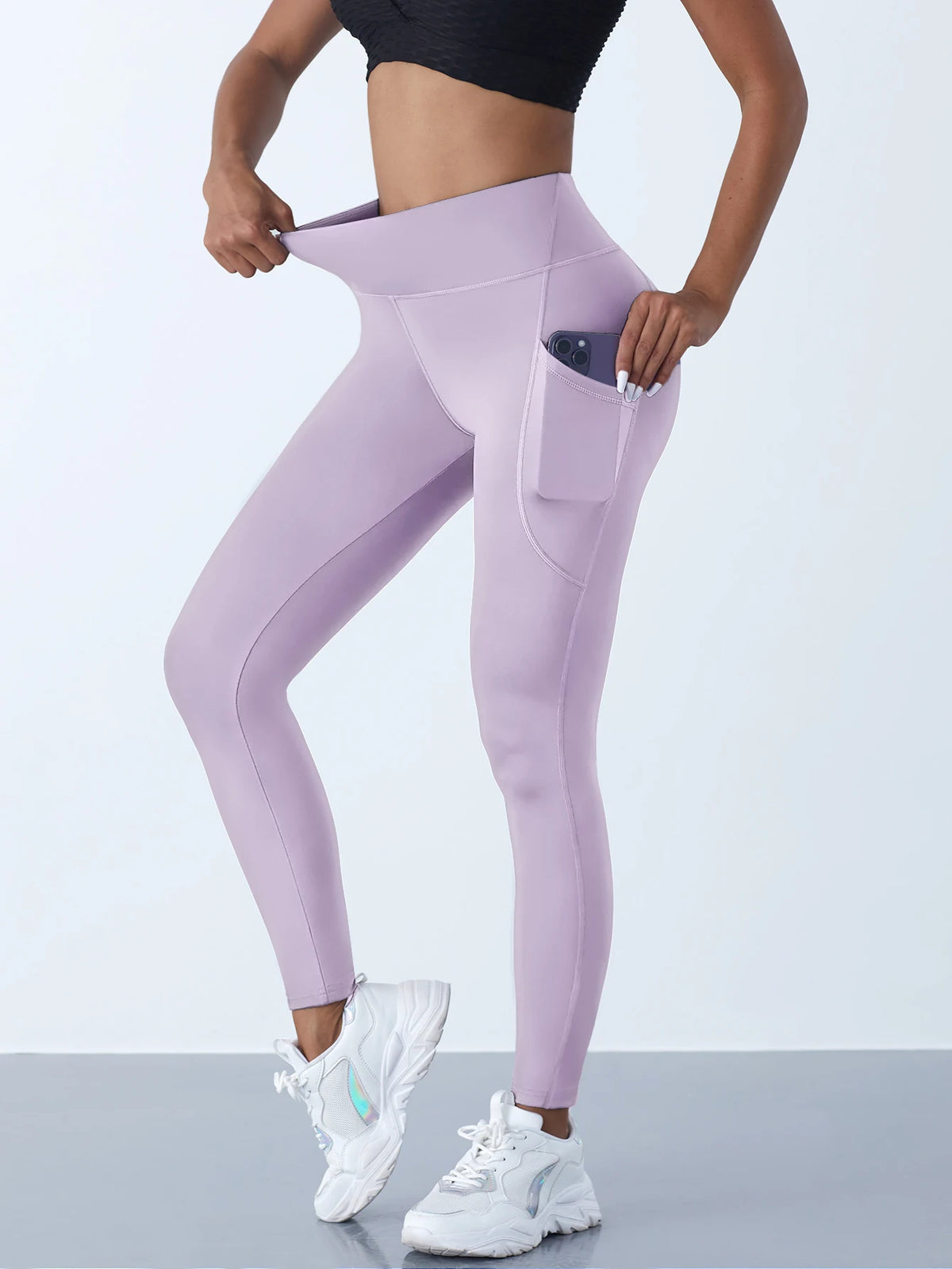 レディース ハイウエスト レギンス ストレッチ ヨガパンツ ポケット付き ヒップアップ フィットネス ランニング スポーツウェア 無地